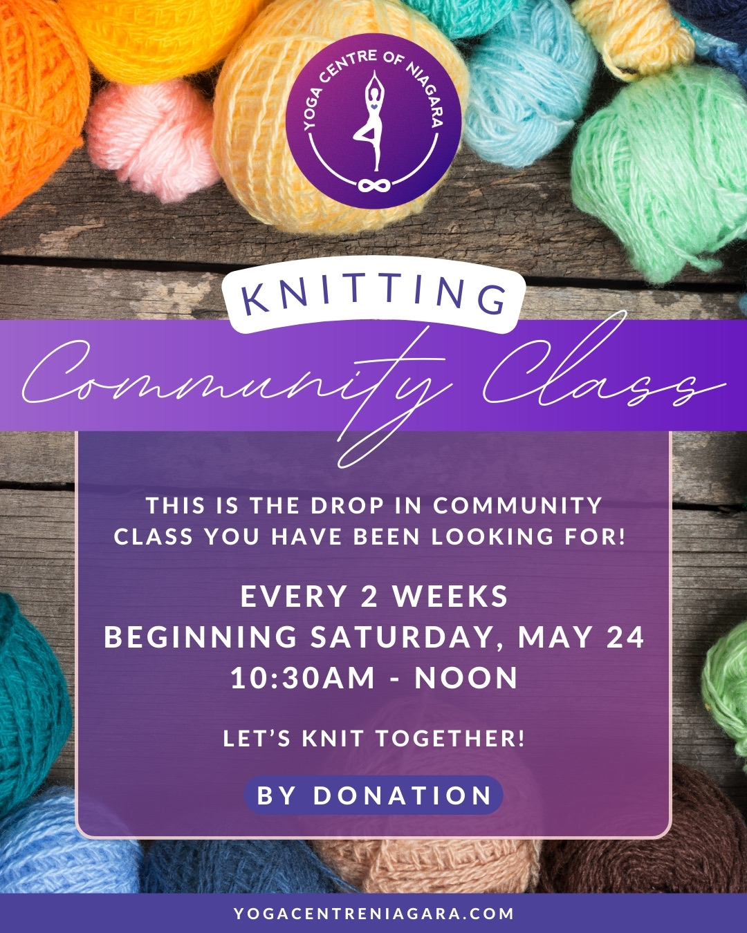 Knitting Community Class Yoga Centre of Niagara